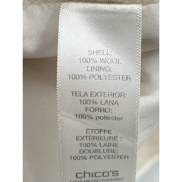 Chicos Yarn Dye Boiled Wool Jacket Ivory Neutral Classic Sz 0 Sz XS - Picture 6 of 9